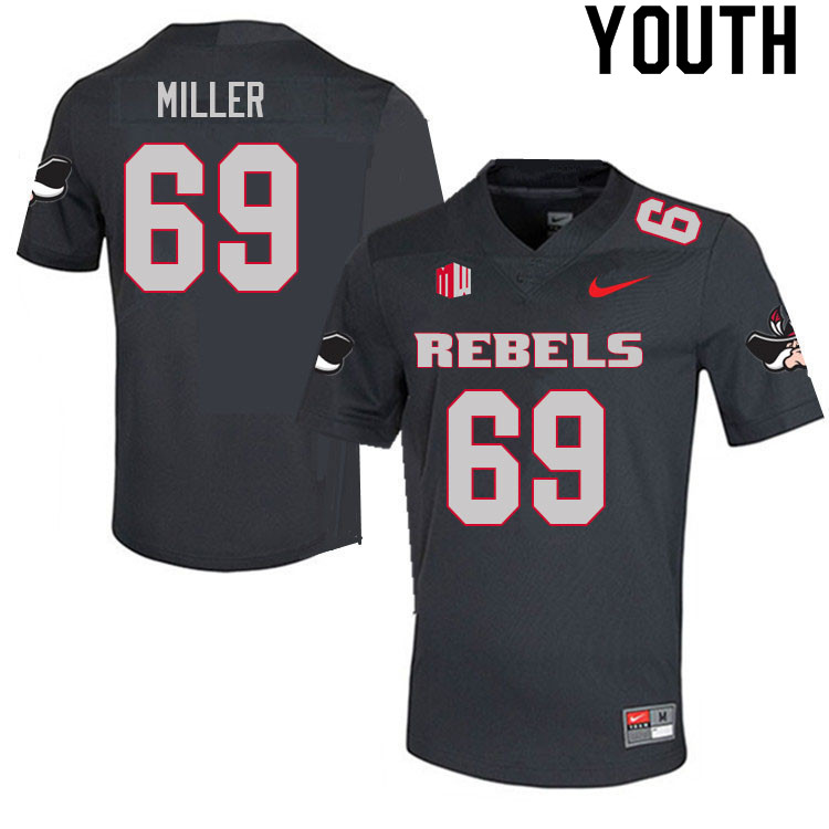 Youth #69 Marcus Miller UNLV Rebels College Football Jerseys Sale-Charcoal